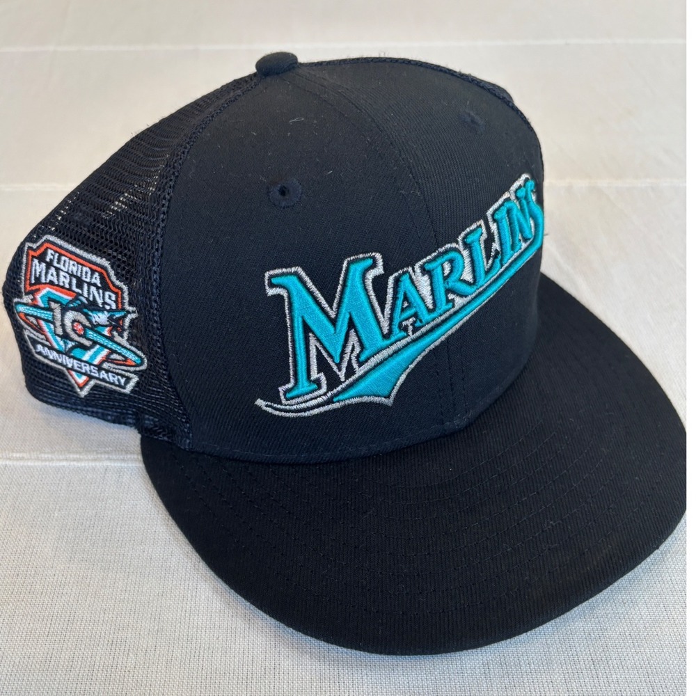 New Era 59FIFTY Florida Marlins 10th Anniversary Mesh Fitted Hat Black 7 1/4